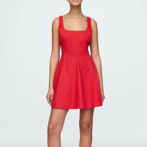 GAP Linen-Blend Mini Dress in Tomato Sauce Red Size Large New with Tags